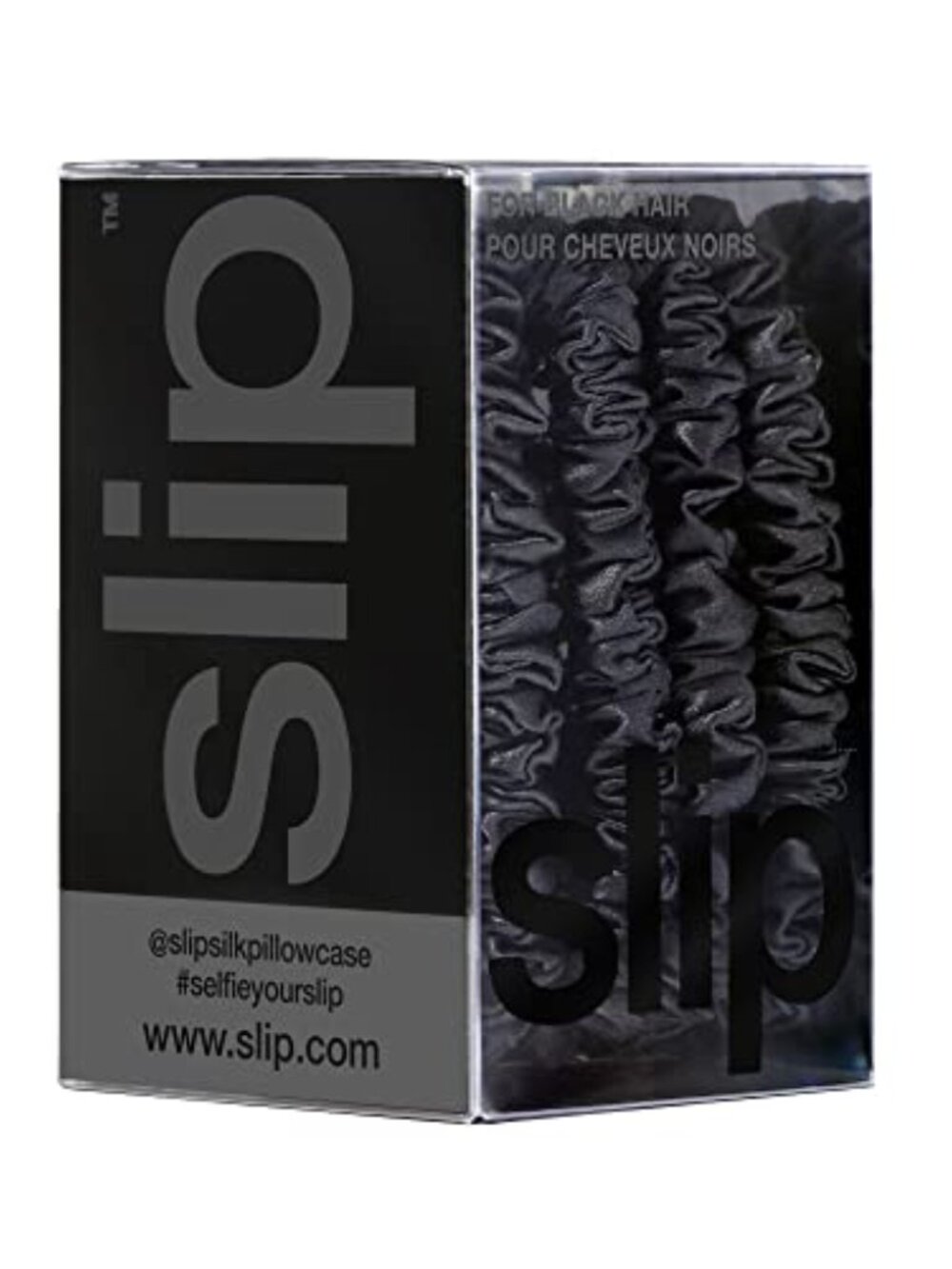 MSRP $39 | Slip Pure Silk 4-Pack Skinny Scrunchies Back To Basics Black - NIB